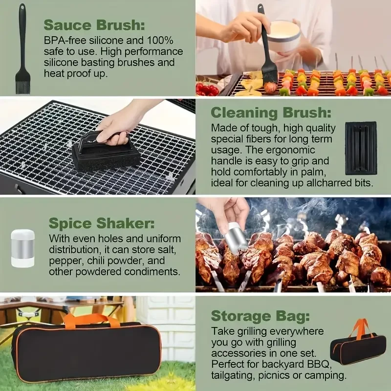 34-Piece Stainless Steel Griddle Tool Set, Uncharged BBQ & Camping Chef Accessories Kit with Oversized Spatulas, Basting Cover, Outdoor Grill Scrapers, Kitchen Supplies for Barbecue and Cooking