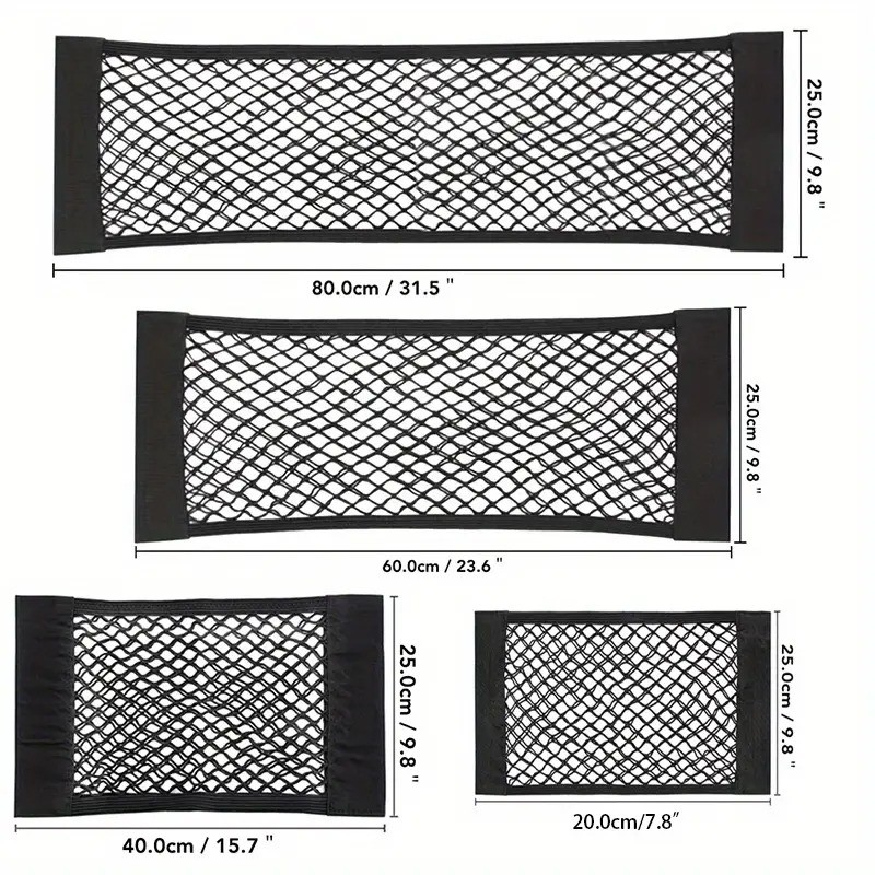 Universal Double Mesh Car Storage Bag  Trunk Storage Net & Fire Extinguisher Fixed Holder