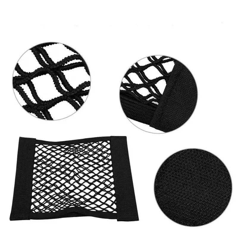 Universal Double Mesh Car Storage Bag  Trunk Storage Net & Fire Extinguisher Fixed Holder