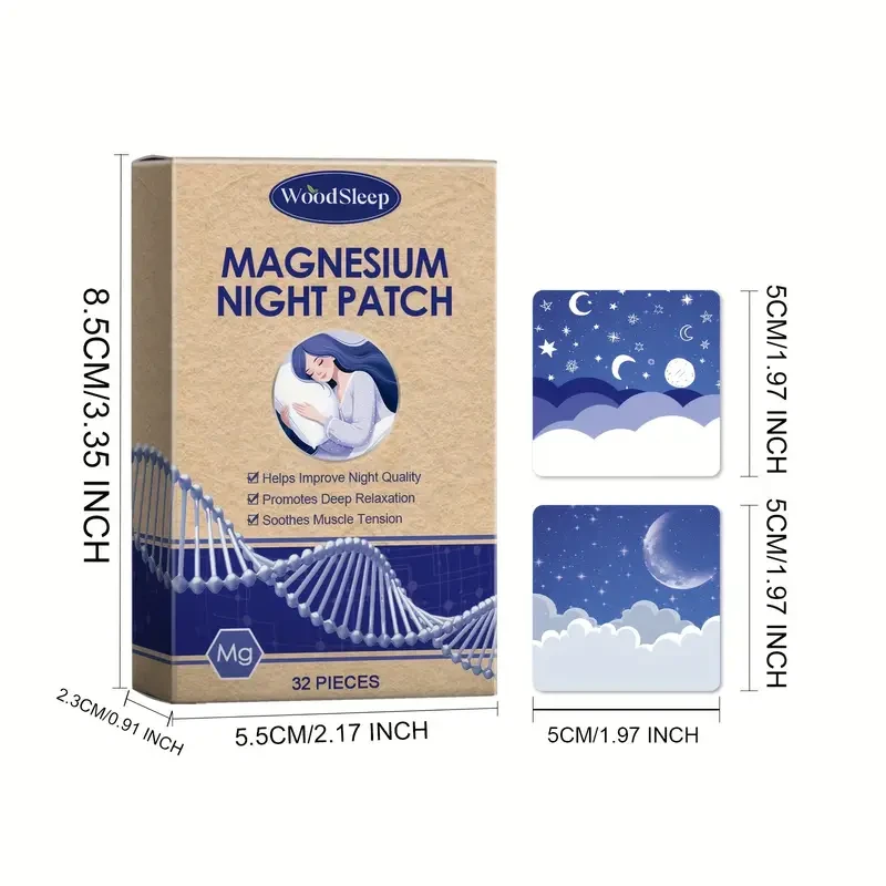 Magnesium Oil Patch, Magnesium Chloride Patch with Magnesium Chloride, Lavender, Coconut Oil, Arnica Ingredients, Body Magnesium Oil Patch (32pcs)
