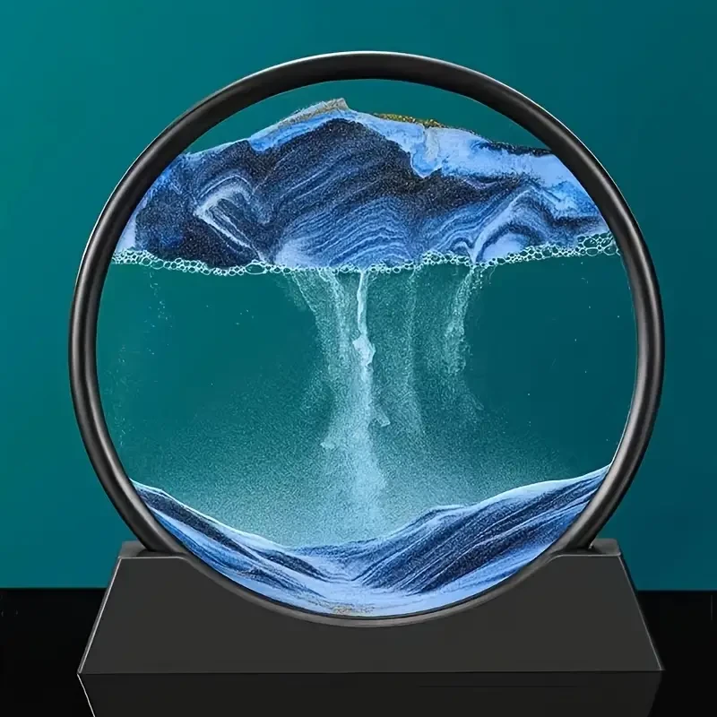 360-Degree Rotation 3D Flowing Sand Painting: Morphological Change - Glass Art Decoration