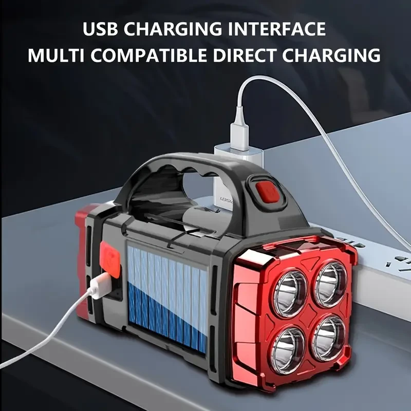 Solar & USB Rechargeable LED Lantern Flashlight, 1500mAh