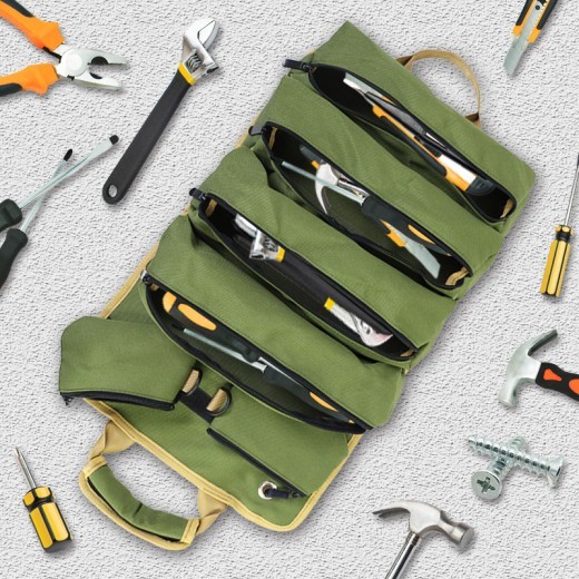 Functional Roll Hardware Package Garden Electrician Woodworking Hardware Kit Car Hardware Tool Storage Bag