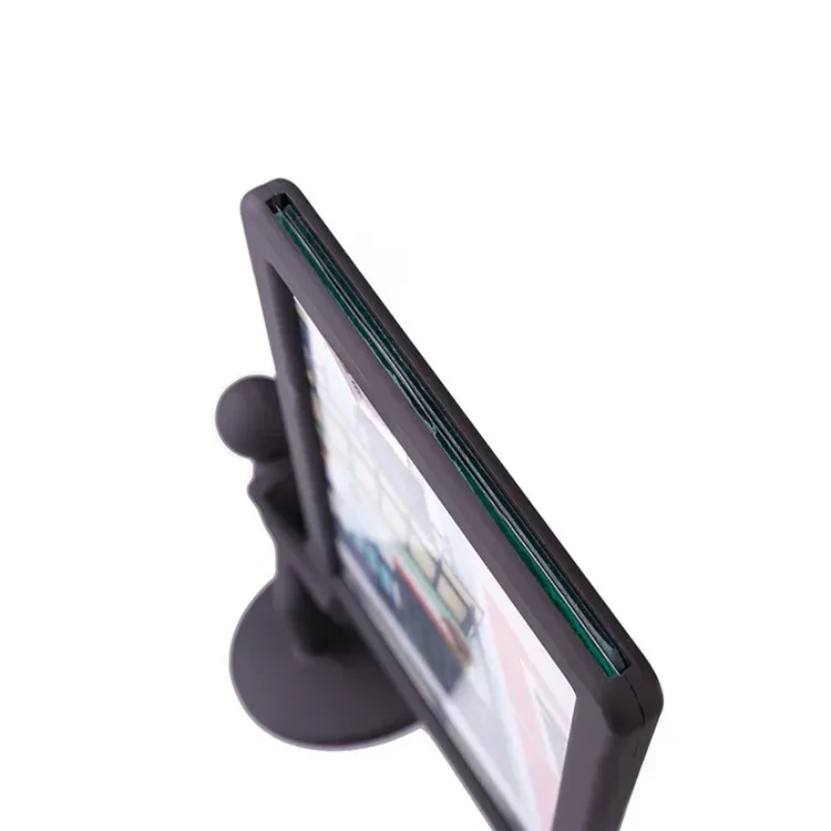 6 inch black plastic desktop photo frame rack