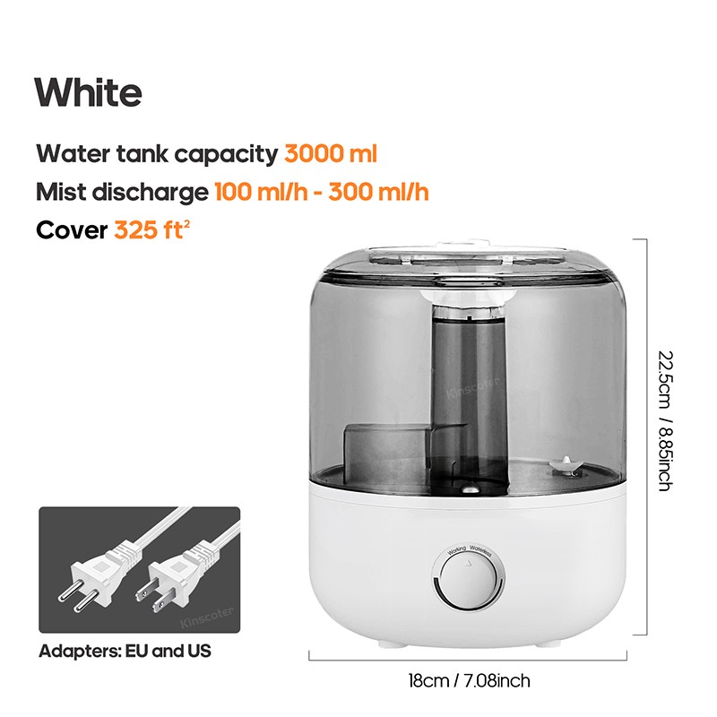 KINSCOTER 3L Air Humidifier  Large Capacity Aroma Diffuser with Remote Control & Timer