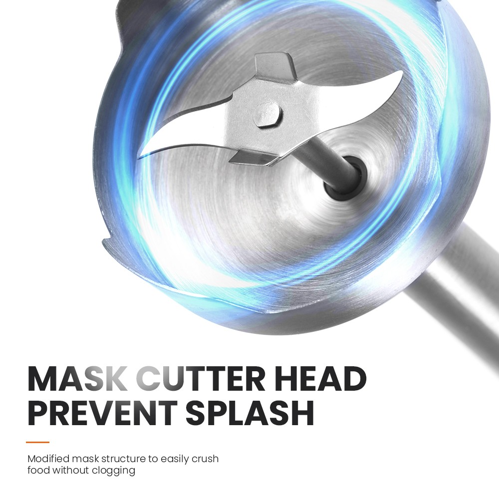 MIUI Hand Immersion Blender  1000W 4-in-1 Stainless Steel Food Mixer with 700ml Beaker & 500ml Processor
