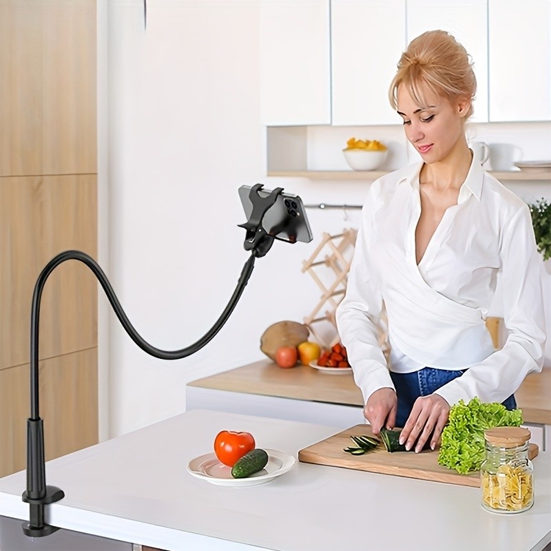 Flexible Long Arm Gooseneck Mobile Phone Clamp Bracket - Lazy Bedside Desktop Holder