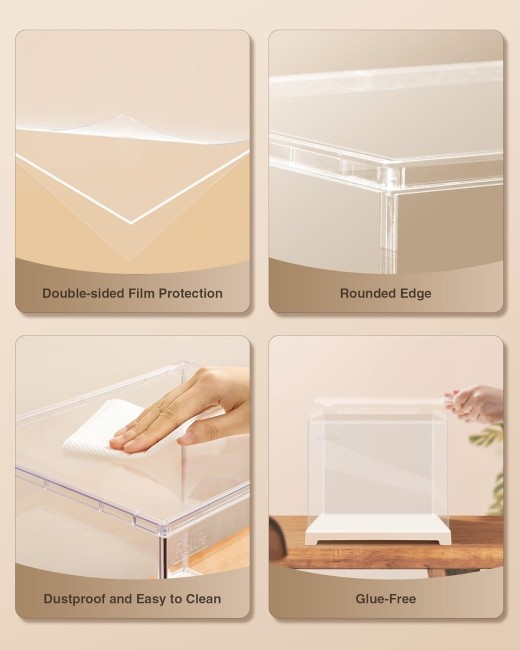 ROBOTIME DG Series Dust Proof Dust Cover For Miniature House Building Sets, Stackable Acrylic Display Case With Door Dustproof Prevention DF03L