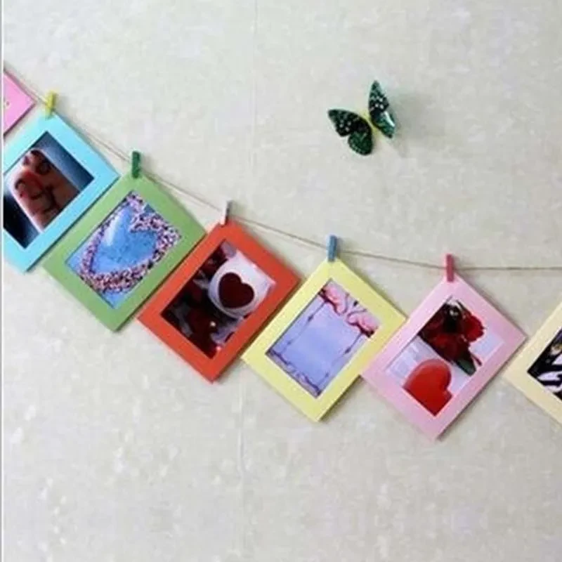 Plastic Frame Hemp Rope Clip Photo Wall 5 Colors