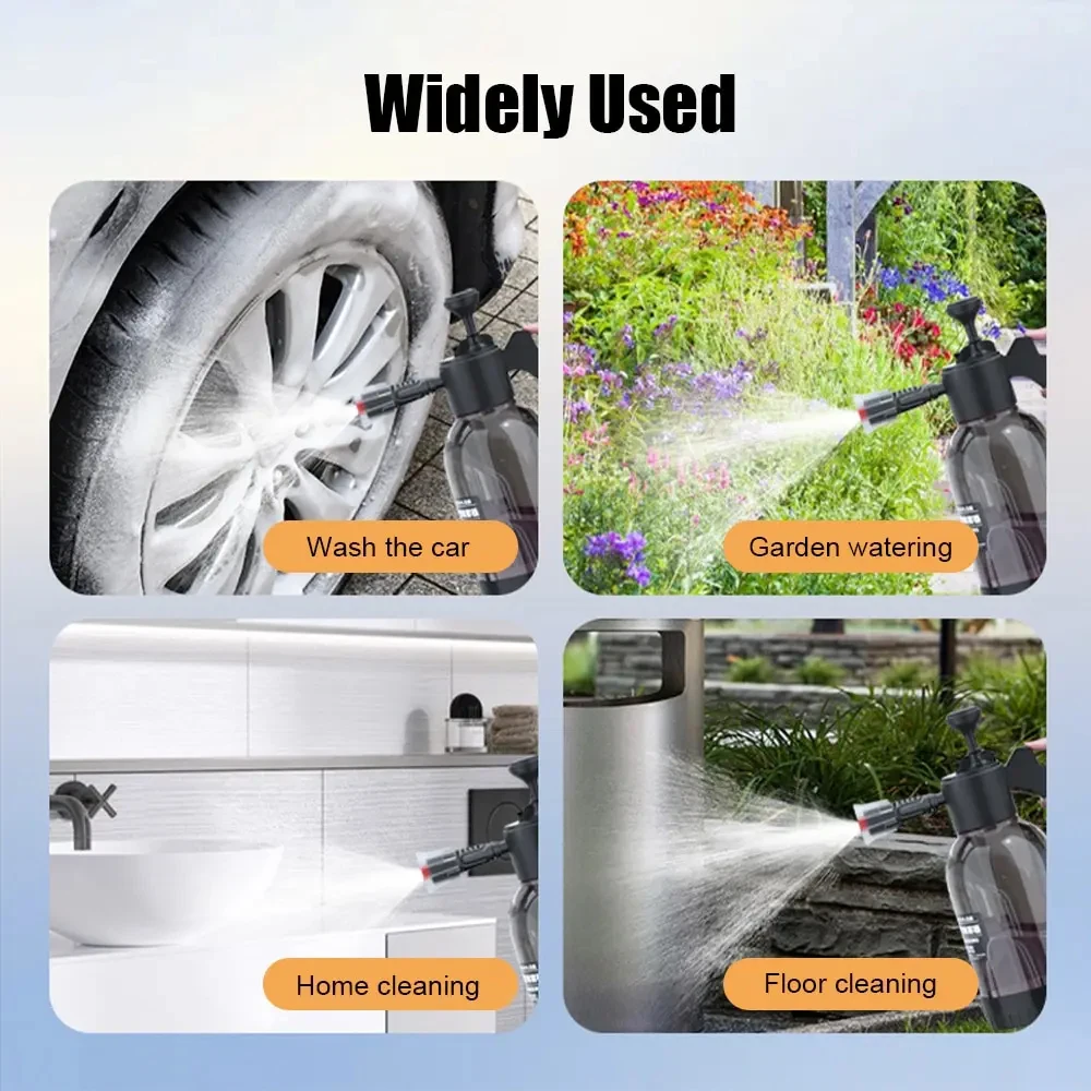 2L Car Washing Foam Spray Pot  Hand Pressure Spray with Pressure Relief Valve