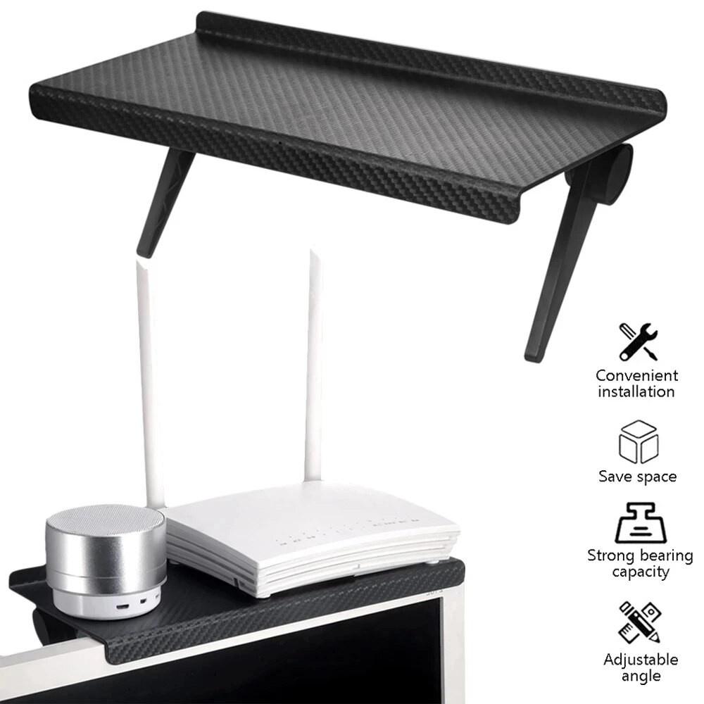 Computer & TV Screen Storage Rack  Wireless Router & Set-Top Box Organizer, No-Perforation Bracket