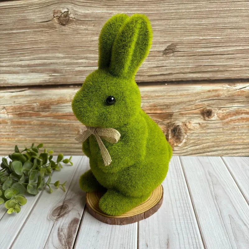 1pc, Classic Gardening Decoration Flocking Rabbit 22cm