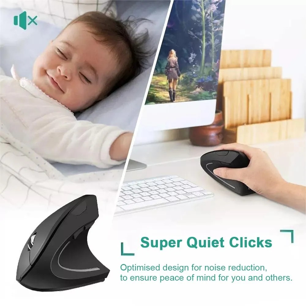 Ergonomic Vertical Wireless Mouse  2.4GHz Optical Mouse