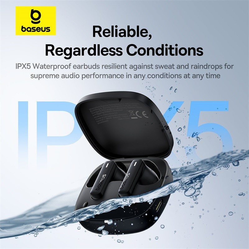 Baseus Bowie E19 Wireless Earphones  Bluetooth 5.3, Big Bass, 12mm Drivers, IPX5 Waterproof with 33H Battery Life