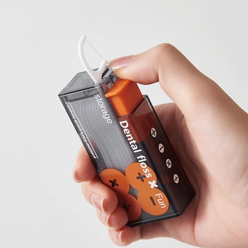 Portable Floss Dispenser  Automatic Ejectable Floss Organizer with 10 Disposable Floss Sticks
