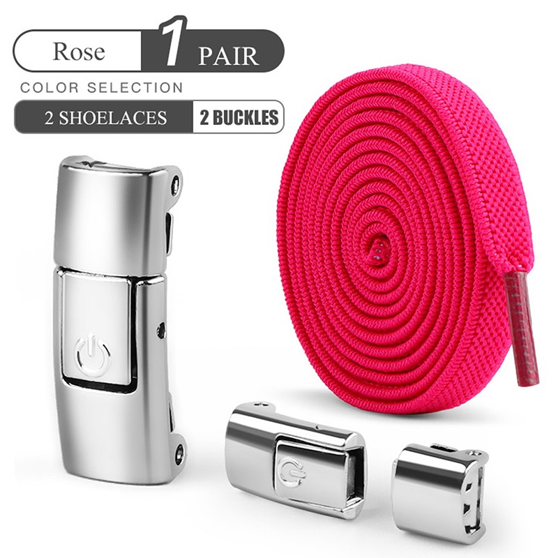 8mm No-Tie Elastic Shoe Laces with Press Lock  Widened Flat Shoelaces