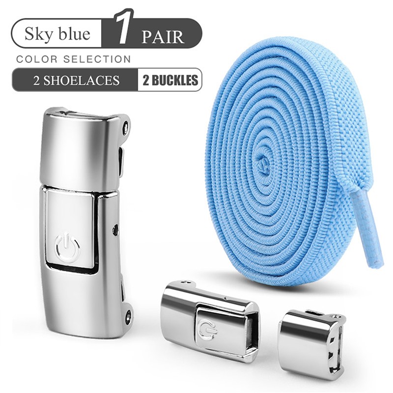 8mm No-Tie Elastic Shoe Laces with Press Lock  Widened Flat Shoelaces