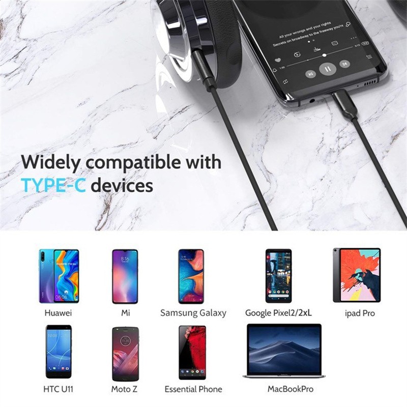 USB Type-C to 3.5mm Aux Audio Adapter  Headphone Jack Cable for Samsung
