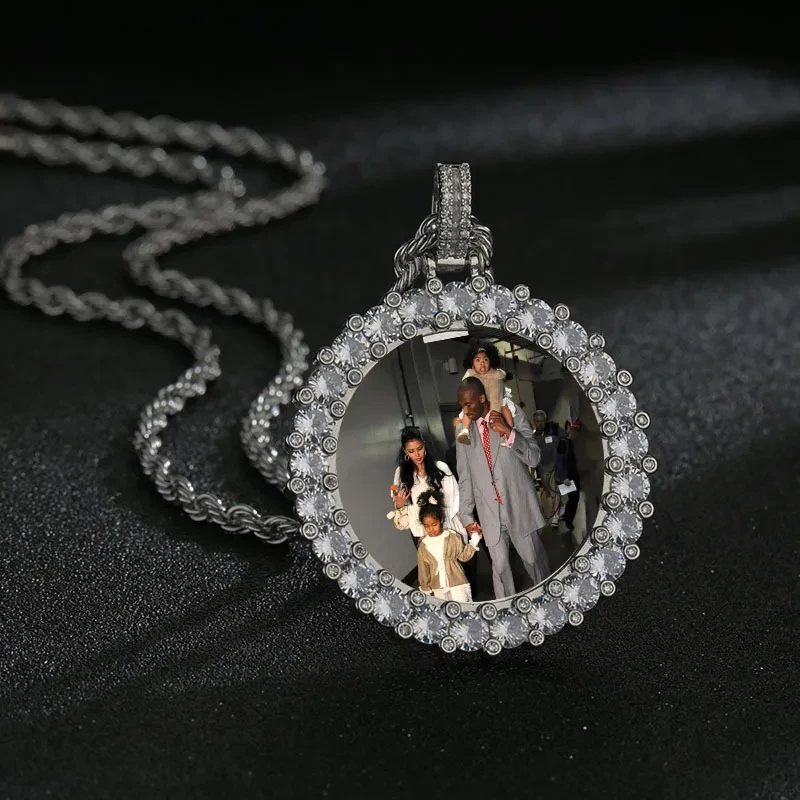 Hip Hop Diamond Round Photo Frame Couple Memorial Photo