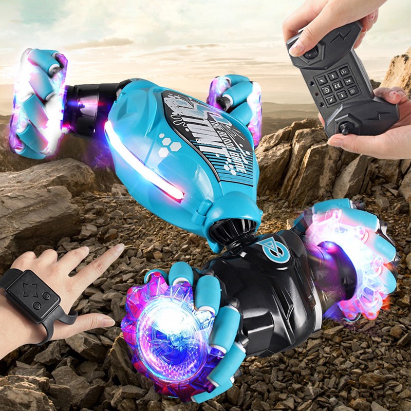 4WD RC Drift Car with Music and LED Lights - Gesture Control Spray Stunt Car