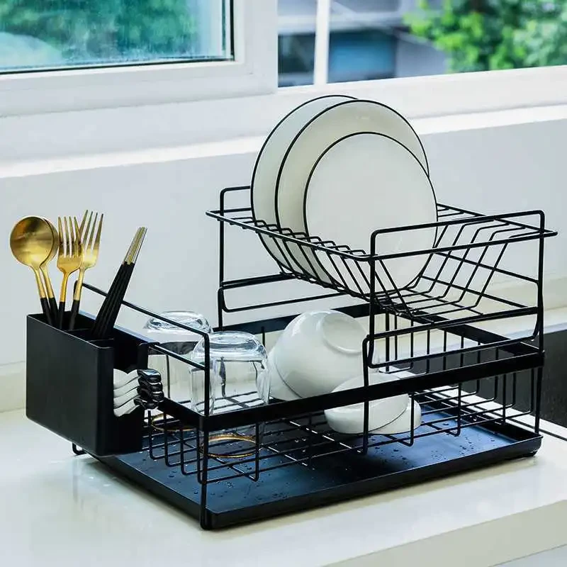 wholesale sink draining double tier metal wire