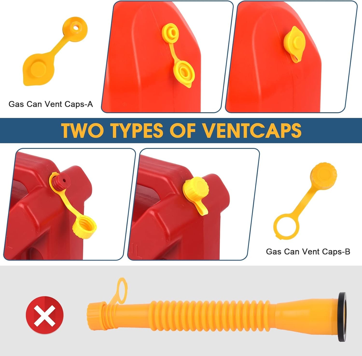 Upgraded Replacement Gas Can Spout with Flexible Nozzle, Fit for Most 1/2/5/10 Gal Can