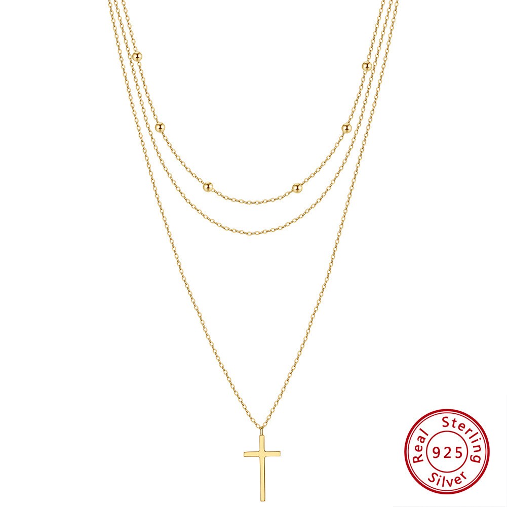 Sterling Silver Cross Pendant Design Necklace