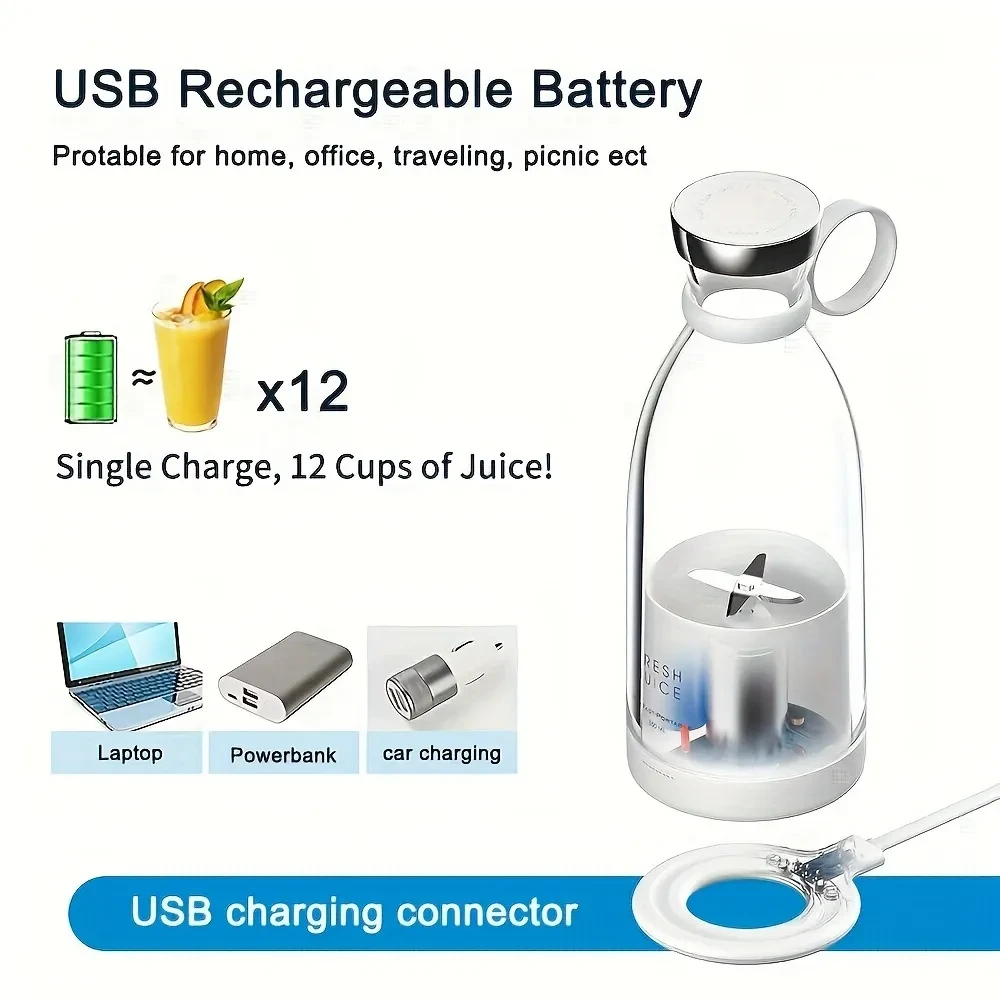 Mini Juice Blender Portable Electric Juicer Bottle 6 Blades Shake Orange Lemon USB Charging Mixer Squeezer Machine
