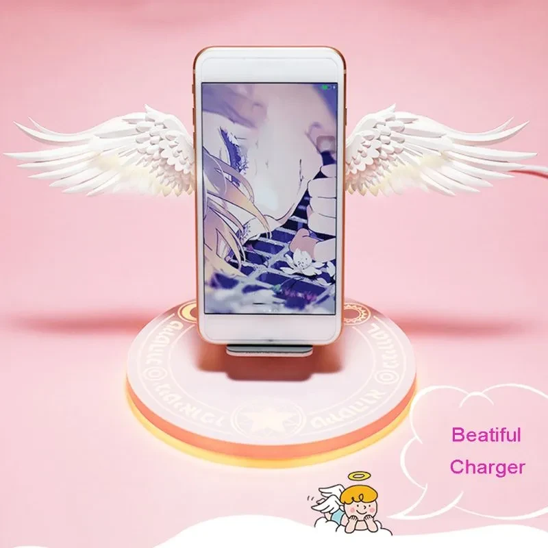 Universal Colorful LED Angel Wings Qi Wireless Charger