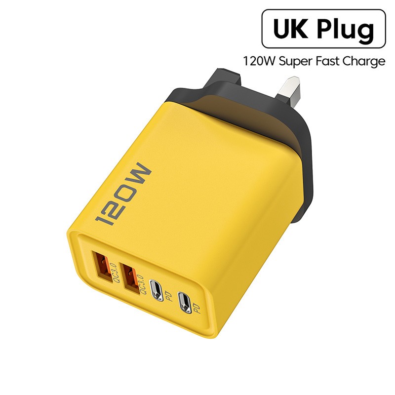 4-Port 120W USB-C PD Charger - Quick Charge 3.0 Adapter