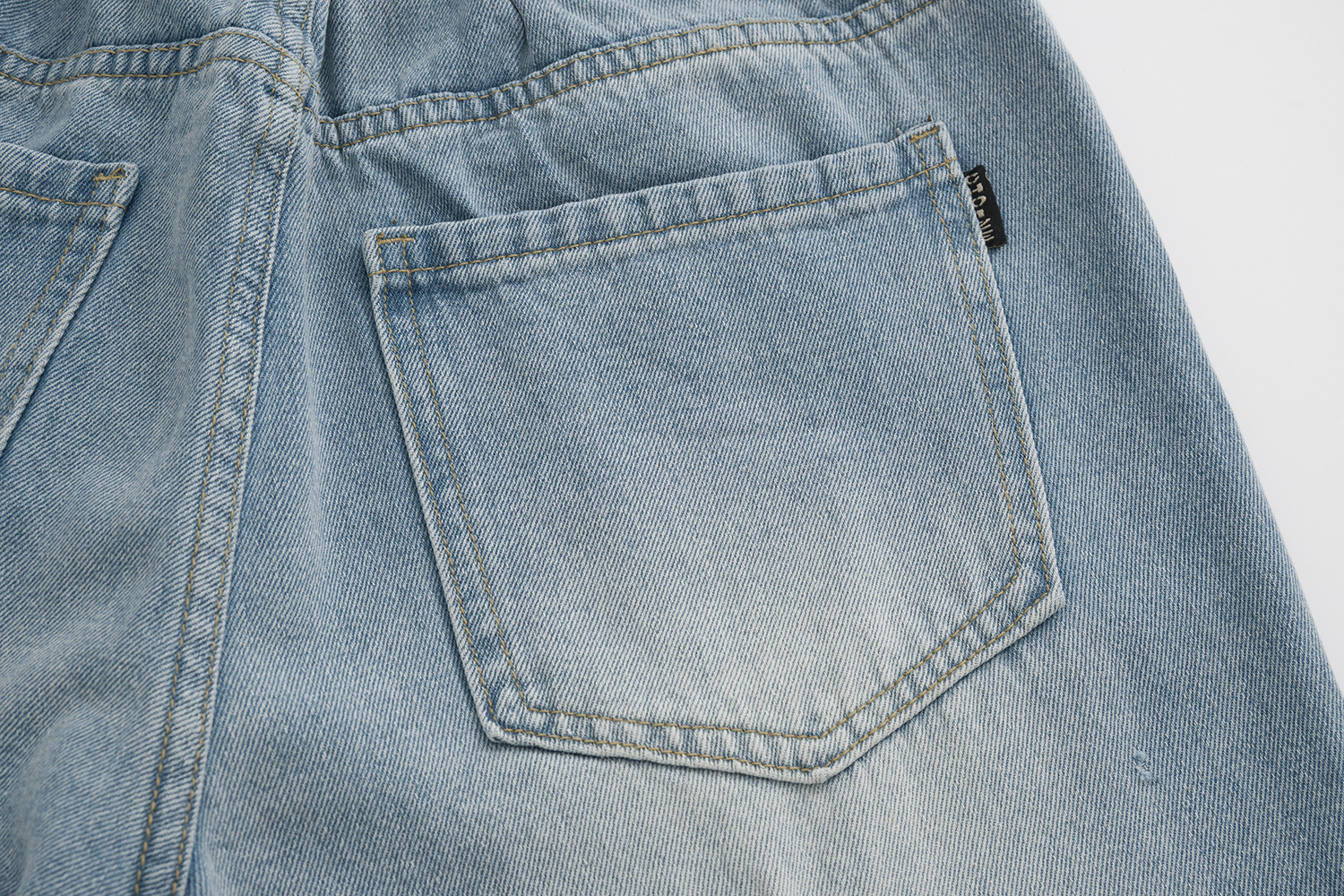 Washed And Faded Denim Trousers Men's Fashion