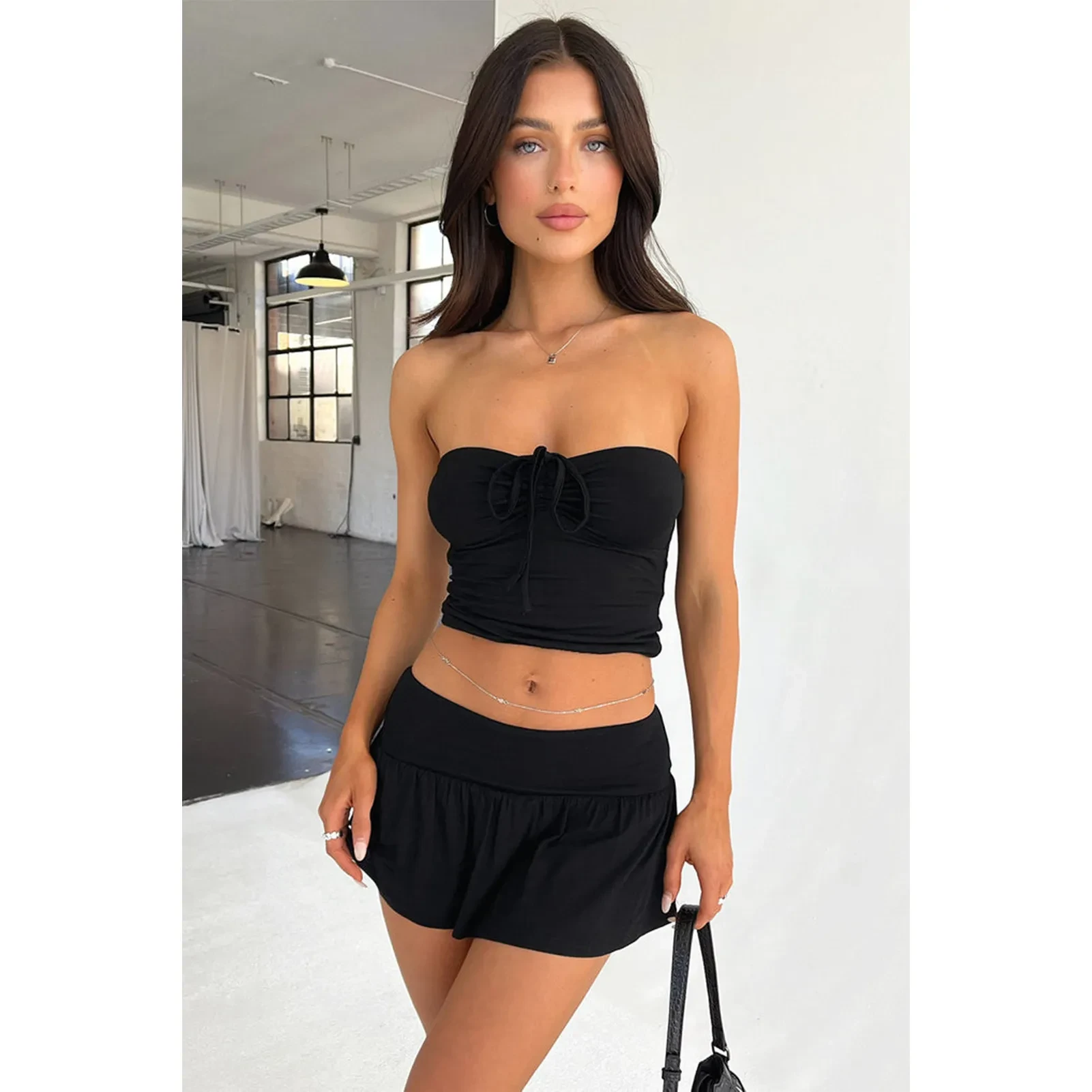 Women's Suits Summer Sleeveless Tube Top And Pleating Skirt