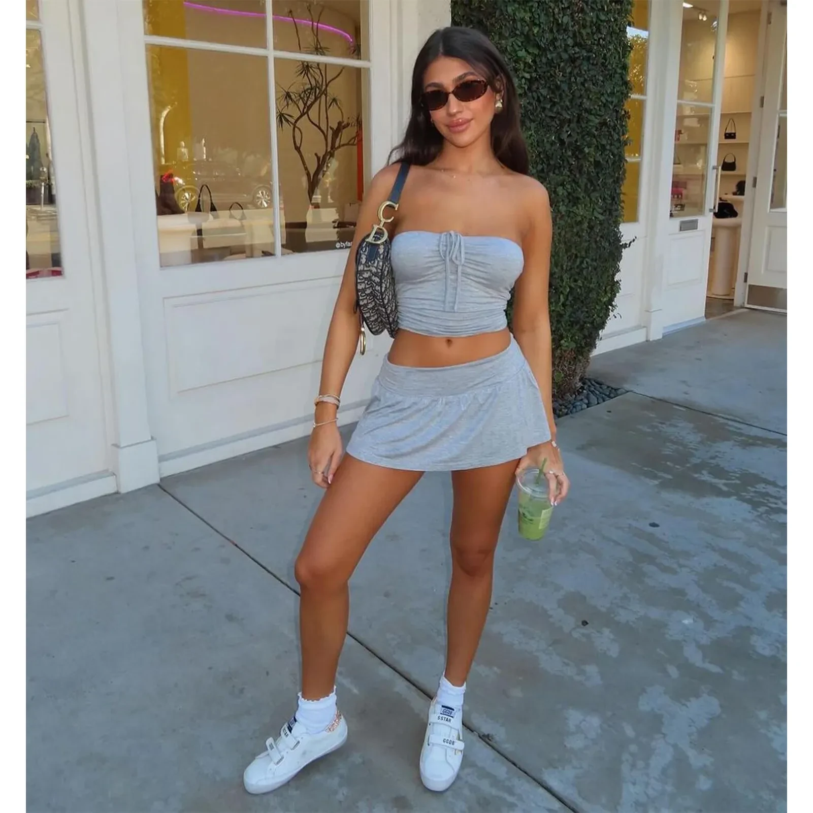 Women's Suits Summer Sleeveless Tube Top And Pleating Skirt