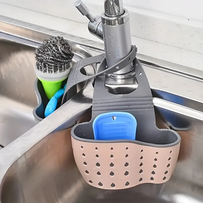 Modern Adjustable Kitchen Sink Organizer - Multifunctional Plastic Hanging Basket with Drainage,