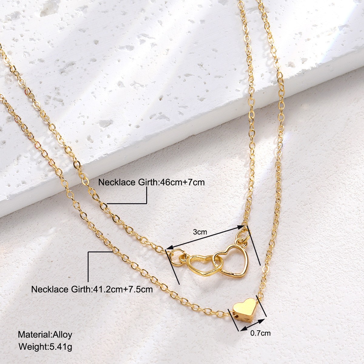 Cross Heart Pendant Double-layer Necklace