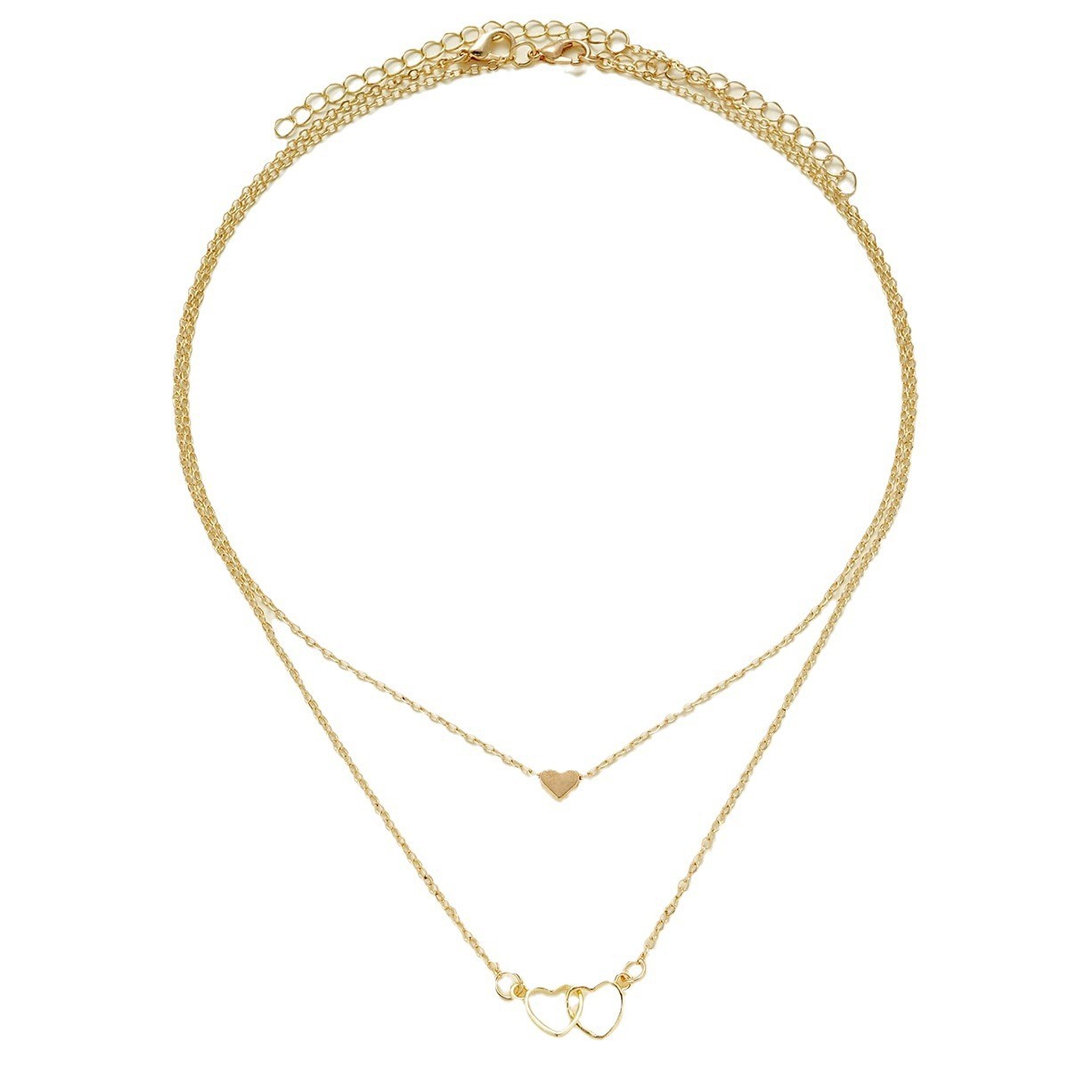 Cross Heart Pendant Double-layer Necklace