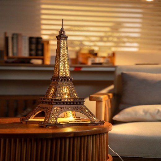 Rolife Night Of The Eiffel Tower Large Wooden Puzzle With 4 Light Shows For Gift