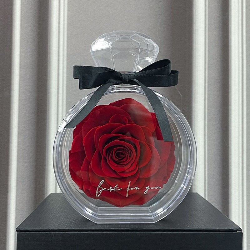Eternal Flower Ornaments Transparent Cover Dried Rose Gift Box For Christmas New Year Valentine's Day