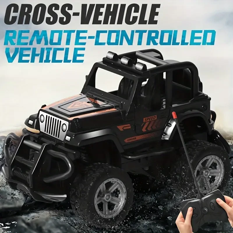 Youngsters' Off-Road Adventure Car - 4WD Electric Toy with Remote Control, Battery Powered, Durable Plastic, Yellow/Black