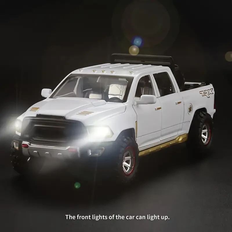 1:32 Alloy Model Truck With Working Lights, Engine Sound Effects, And Pull-back Function Perfect As A Festive Gift, Home Decoration Car Accessory Halloween Christmas Gifts