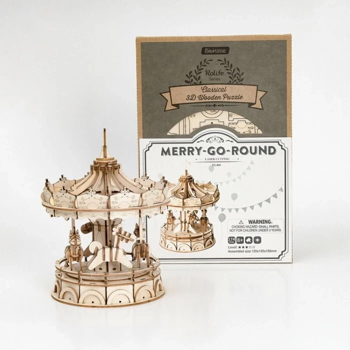 ROLIFE Robotime Merry-Go-Round Model 3D Wooden Puzzle TG404 Hobby And Toy Collection