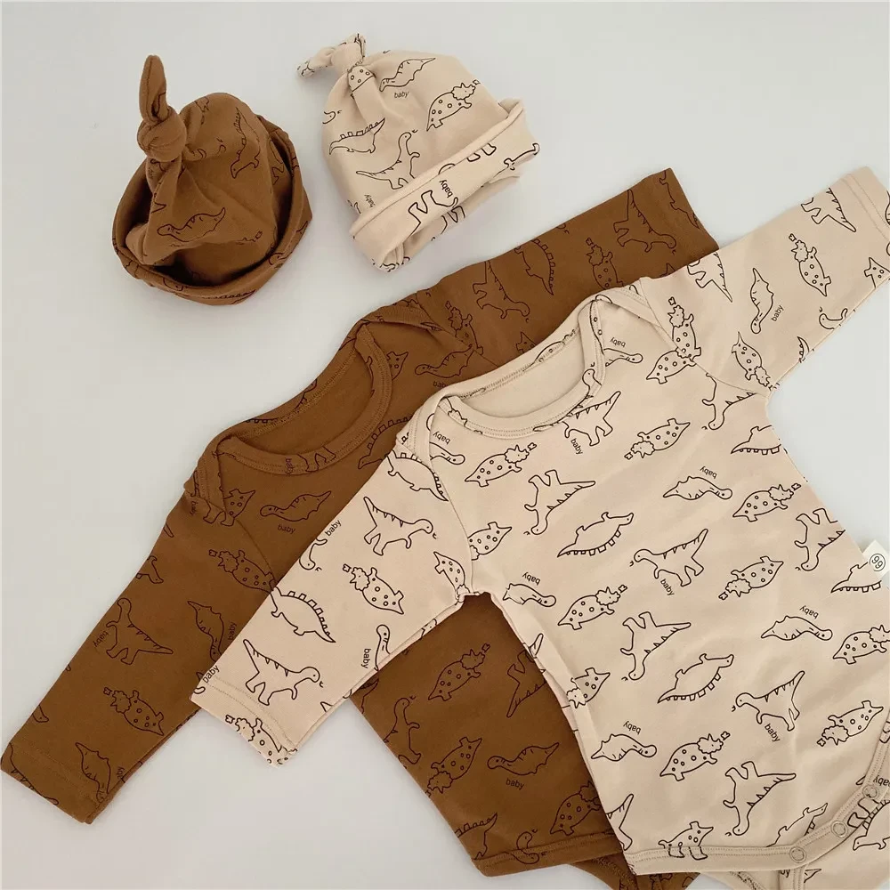 Infant baby dinosaur round neck suit