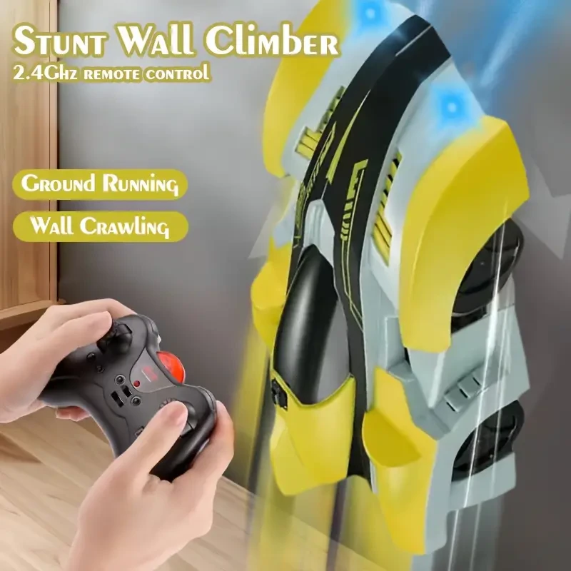 Anti-Gravity Wall Climbing RC Car with Headlights - Remote Control Stunt Toy for Walls & Glass, Perfect Gift for Christmas, Halloween, Birthdays