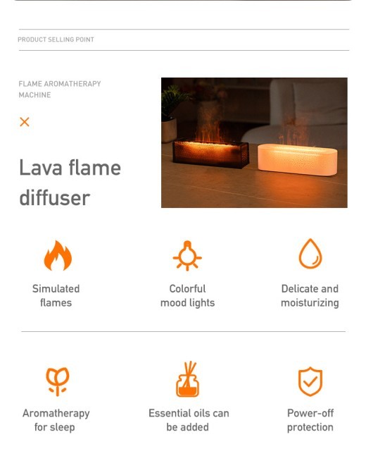 Creative Lava Colorful Flame Aroma Diffuser Desktop Atmosphere Humidifier