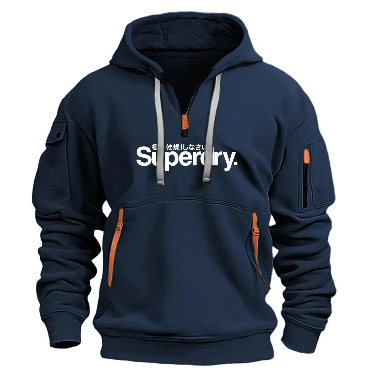 Multi-Pocket Zipper Loose Casual European Size Pullover Hoodie