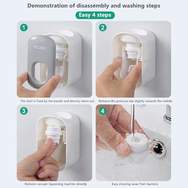 Automatic Toothpaste Dispenser and Toothbrush Holder Set