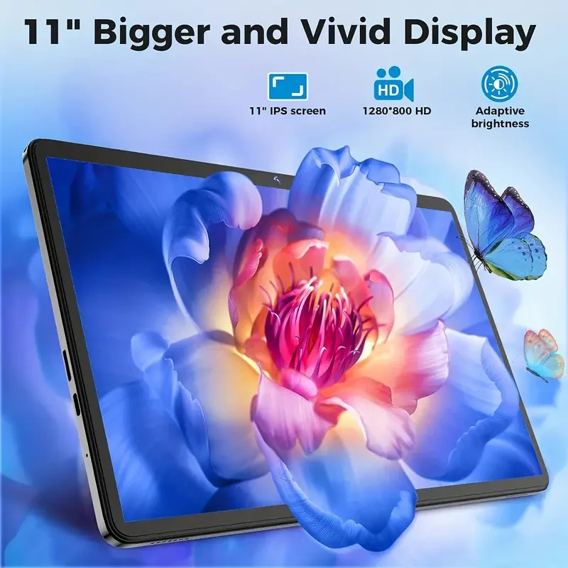 YOBANSE 2024 Android 14 Tablet 11-inch IPS LED Display, 2-in-1 with Keyboard, Stylus & Mouse, 12GB RAM (4GB+8GB Expand) 128GB ROM, Dual Camera 5MP+13MP, Wi-Fi 2.4G/5G, Rockchip CPU & Mali-G57 GPU, 1280x800 Screen Resolution, USB-C Charging, Fast Charge Su