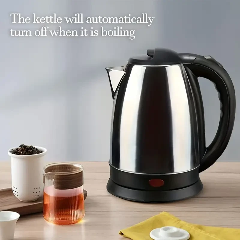 1.8L Stainless Steel Electric Kettle with LED Indicator - BPA-Free, Auto Shutoff & Boil-Dry Protection, Includes Heating Base for Coffee & Tea