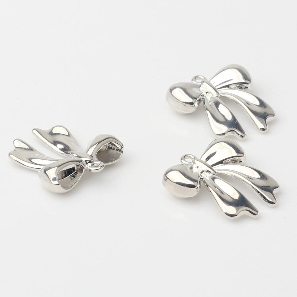 Korean Style Fashionable Simple Alloy Bow Silver-plated Pendant Accessorie