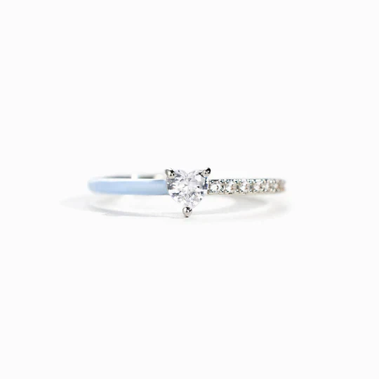 Best Bitches Matching Half Enamel Heart-Cut Rings